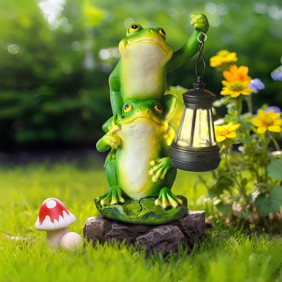Unique Housewarming Solar Frog Satues For Yard Decorations Outdoor Patio Decor - Picture 1 of 9